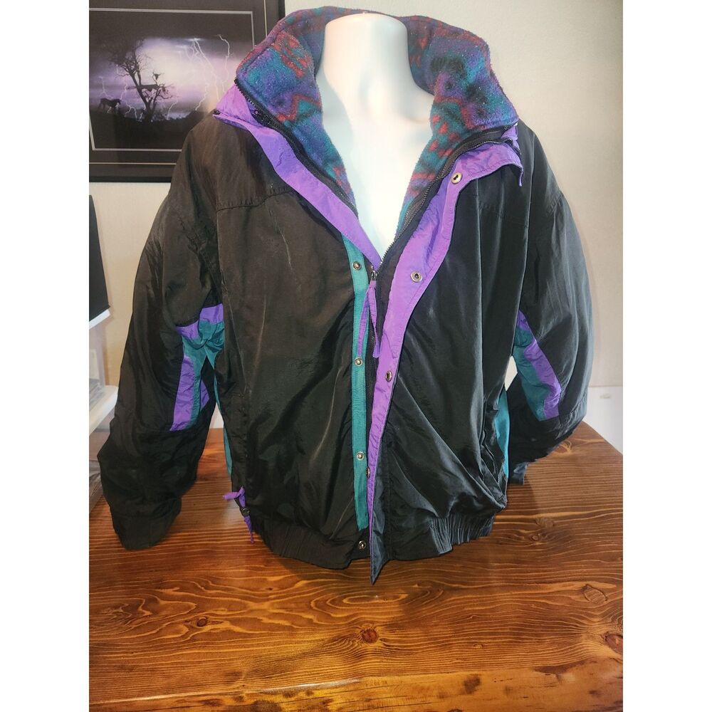 Vintage Athletic Works Men's Black Ski Jacket Double Layer Coat Size L